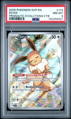 2025 POKEMON SVP EN-SV BLACK STAR PROMO #173 EEVEE PSA 8 - Image 1