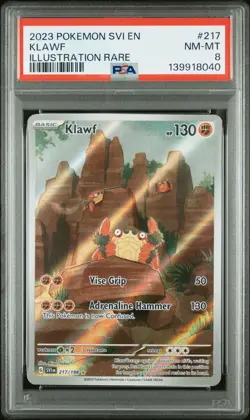 2023 POKEMON SVI EN-SCARLET & VIOLET ILLUSTRATION RARE #217 KLAWF PSA 8 - Image 1