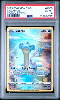 2023 POKEMON SWORD & SHIELD CROWN ZENITH #GG05 FULL ART/LAPRAS PSA 6 - Image 1