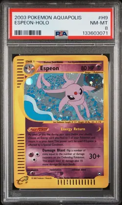 PSA 8 ESPEON H9/H32 | Aquapolis WOTC Holo Graded Japanese Pokemon Card - Image 1