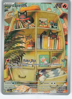 Litten 167/162 Illustration Rare Holo SV05: Temporal Forces NM Pokemon - Image 1