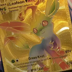 X 1 Pokemon Rainbow Leafeon VMAX Gold Foil Fan Art Collectible Pokemon Card - Image 1