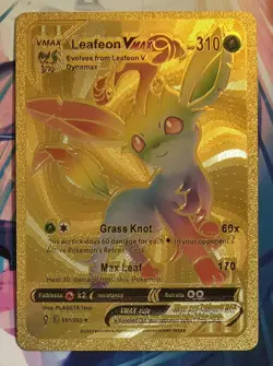 X 1 Pokemon Rainbow Leafeon VMAX Gold Foil Fan Art Collectible Pokemon Card - Image 2