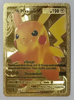 X 1 Pikachu V Gold Foil Pokemon Card 170 Full Art Metal Card Collectible - Image 2