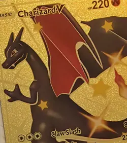 X 1 Gold Metal Charizard V HP220 Gold Metal Pokemon Card Collectible - Image 1