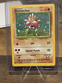 Hitmonchan 7/102 Holo Base Set Unlimited Pokemon Card NM WOTC Vintage - Image 1