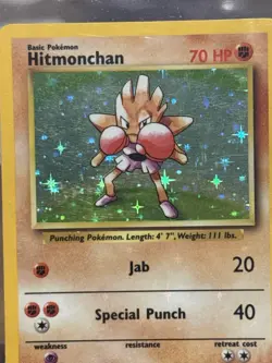Hitmonchan 7/102 Holo Base Set Unlimited Pokemon Card NM WOTC Vintage - Image 2