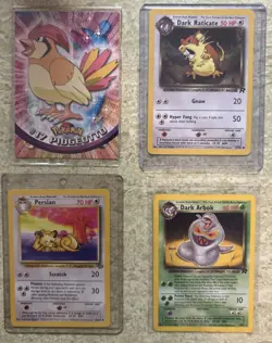 Lot Of 4 1st Ed. ‘90s Pokemon Cards Persian/Dark Arbok/Dark Raticate/Pidgeotto - Image 1