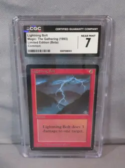 LIGHTNING BOLT Limited Edition BETA Common 1993 MTG Magic Card CGC 7.5 Near Mint - Image 1