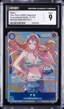 2025 ONE PIECE JAPANESE PROMO CARDS MINI-TIN PACK SET VOL. 2 #P-112 NAMI CGC 9 - Image 1
