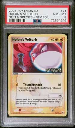 Pokemon Card Holon's Voltorb 71/113 Reverse Holo EX Delta Species PSA 8 NM-MT - Image 1