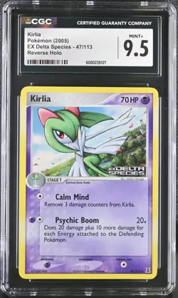 CGC 9.5 MINT+ Kirlia EX Delta Species 47/113 Reverse Holo Stamped Pokemon Card - Image 1