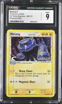 CGC 9 MINT Metang 2005 EX Delta Species 49/113 Reverse Holo Stamped Pokemon Card - Image 1