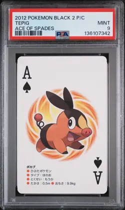 2012 POKEMON BLACK 2 PLAYING CARDS ACE OF SPADES TEPIG PSA 9 - Image 1