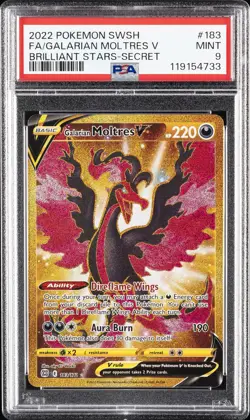 2022 POKEMON SWORD & SHIELD BRILLIANT STARS FULL ART/GALARIAN MOLTRES V PSA 9 - Image 1