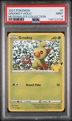 2021 POKEMON MCDONALD'S COLLECTION #8 GROOKEY-HOLO PSA 9 - Image 1