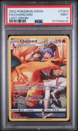 2022 POKEMON SWORD & SHIELD LOST ORIGIN #TG03 FULL ART/CHARIZARD PSA 9 - Image 1