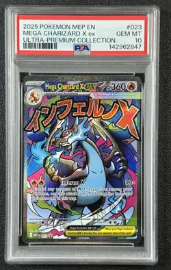 MEGA CHARIZARD X EX PSA 10 2025 POKEMON MEP #023 ULTRA PREMIUM COLL 847 - Image 1