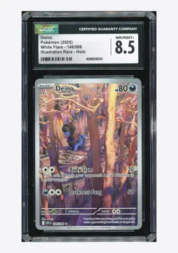 Pokemon CGC 8.5 Deino Illustration Rare 2025 146/086 White Flare English - Image 1