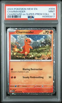 2024 POKEMON MEW EN-151 CHARIZARD EX SUPER-PREMIUM COLLECTION CHARMANDER PSA 9 - Image 1