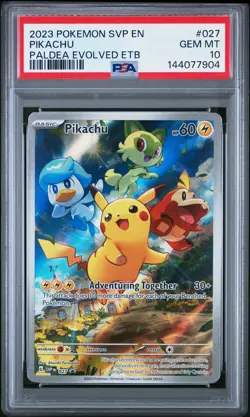 2023 POKEMON SVP EN-SV BLACK STAR PROMO #027 PIKACHU PSA 10 - Image 1
