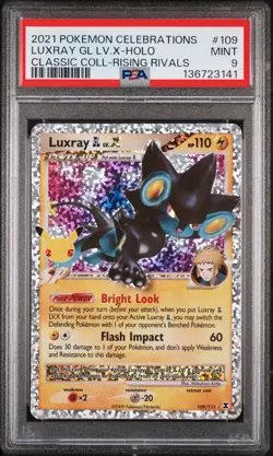 2021 POKEMON CELEBRATIONS CLASSIC COLLECTION #109 LUXRAY GL LV.X-HOLO PSA 9 - Image 1