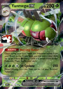 1x Yanmega ex (#003/182) - Holofoil NM Eng Pokemon - Prize Pack Series - Image 1
