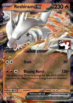 1x Reshiram ex (#020/086) - Holofoil NM Eng Pokemon - Prize Pack Series - Image 1