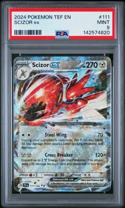 2024 POKEMON TEF EN-TEMPORAL FORCES #111 SCIZOR EX PSA 9 - Image 1