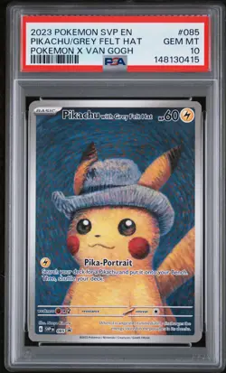2023 POKEMON SVP EN-SV BLACK STAR PROMO #085 PIKACHU WITH GREY FELT HAT PSA 10 - Image 1