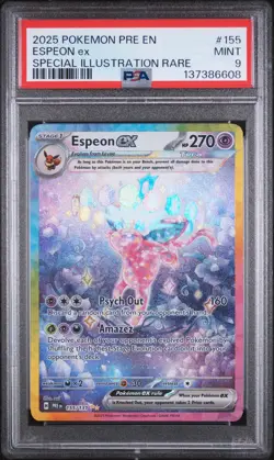 2025 POKEMON PRISMATIC EVOLUTIONS SPECIAL ILLUSTRATION RARE ESPEON EX PSA 9 - Image 1
