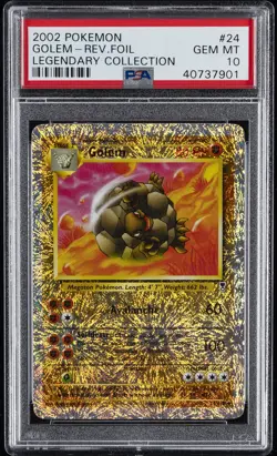 2002 POKEMON LEGENDARY COLLECTION #24 GOLEM-REVERSE FOIL PSA 10 - Image 1
