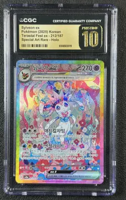 SYLVEON EX CGC PRISTINE 10 2025 POKEMON TERSARAL FEST KOREAN #212 SPECIAL ART - Image 1