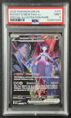 TEAM ROCKET'S MEWTWO EX PSA 9 2025 POKEMON DESTINED RIVALS #231/182 SIR 1245 - Image 1