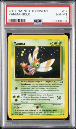2001 POKEMON NEO DISCOVERY #17 YANMA-HOLO PSA 8 - Image 1