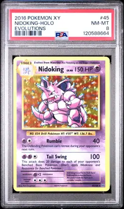 2016 POKEMON XY EVOLUTIONS #45 NIDOKING-HOLO PSA 8 - Image 1