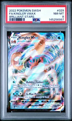 2022 POKEMON SWORD & SHIELD BRILLIANT STARS #029 FULL ART/KINGLER VMAX PSA 8 - Image 1