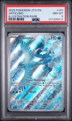 2025 POKEMON JTG EN-JOURNEY TOGETHER ILLUSTRATION RARE #161 ARTICUNO PSA 8 - Image 1
