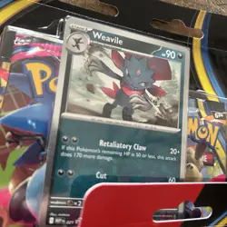 Pokemon Phantasmal Flames - Weavile 3 Pack Booster Blister Factory Sealed (x4) - Image 4