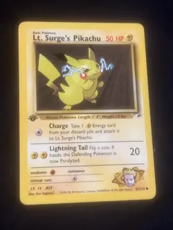 Pokemon 1st Edition Lt. Surge’s Pikachu 81/132 - Gym Heroes - LP - Image 1