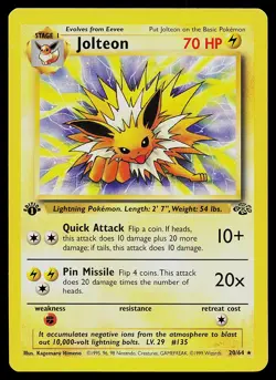 Pokemon Card - Jolteon Jungle 20/64 Rare 1st Edition - Image 1