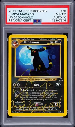 2001 POKEMON NEO DISCOVERY #13 UMBREON-HOLO PSA 9 AUTO 10 - Image 1
