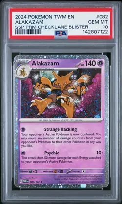 2024 POKEMON TWM EN-TWILIGHT MASQUERADE #082 ALAKAZAM PSA 10 - Image 1