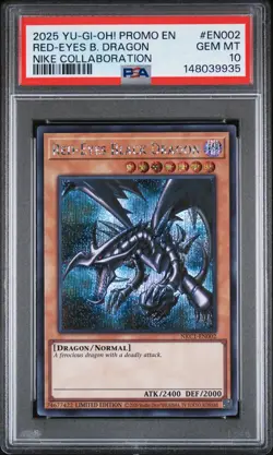 2025 YU-GI-OH! NIKE COLLABORATION PROMO #EN002 RED-EYES BLACK DRAGON PSA 10 - Image 1