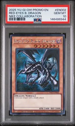 2025 YU-GI-OH! NIKE COLLABORATION PROMO #EN002 RED-EYES BLACK DRAGON PSA 10 - Image 1