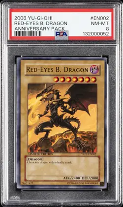 2008 YU-GI-OH! ANNIVERSARY PACK #EN002 RED-EYES B. DRAGON PSA 8 - Image 1