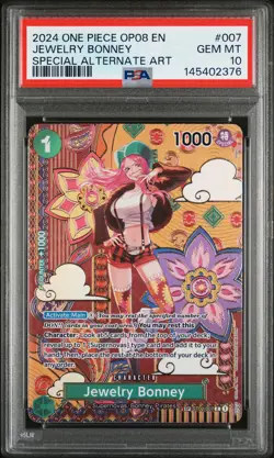 2024 ONE PIECE OP08-TWO LEGENDS SPECIAL ALTERNATE ART #007 JEWELRY BONNEY PSA 10 - Image 1