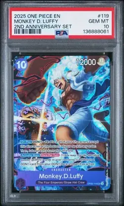 2025 One Piece English Version 2nd Anniversary Set#119 Monkey D.LUFFY PSA10 XJ40 - Image 1