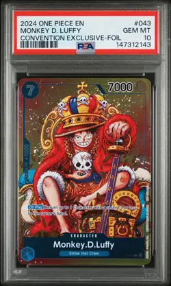 2024 ONE PIECE PROMOS CONVENTION EXCLUSIVE-FOIL #043 MONKEY D. LUFFY PSA 10 - Image 1