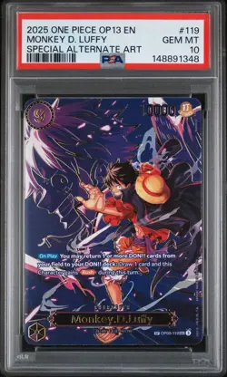 One Piece (OP-13) Carrying On His Will Monkey.D.Luffy SP OP09-119 Alt Art PSA10 - Image 1